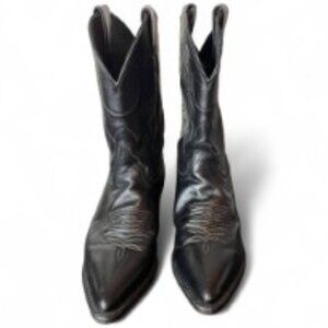 Justin Black Leather Cowboy Boots Women’s Size 10 C (Wider Width) Made in USA